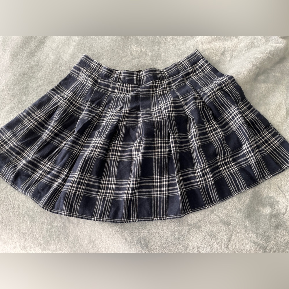SHEIN blue and white plaid shirt. High waisted and super cute. Good condition. - Picture 2 of 3